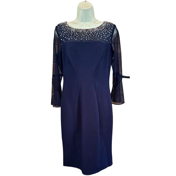 Alex Evenings Women's Short Shift Dress with Embellished Illusion Detail NWT Siz - Picture 5 of 8